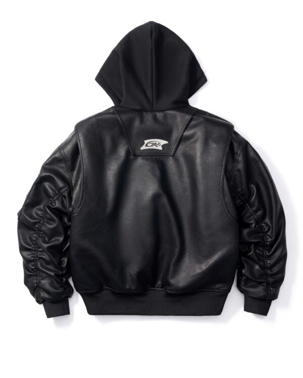 DKILLUMINATE｜OVERSIZED HOODED LEATHER BOMBER JACKET